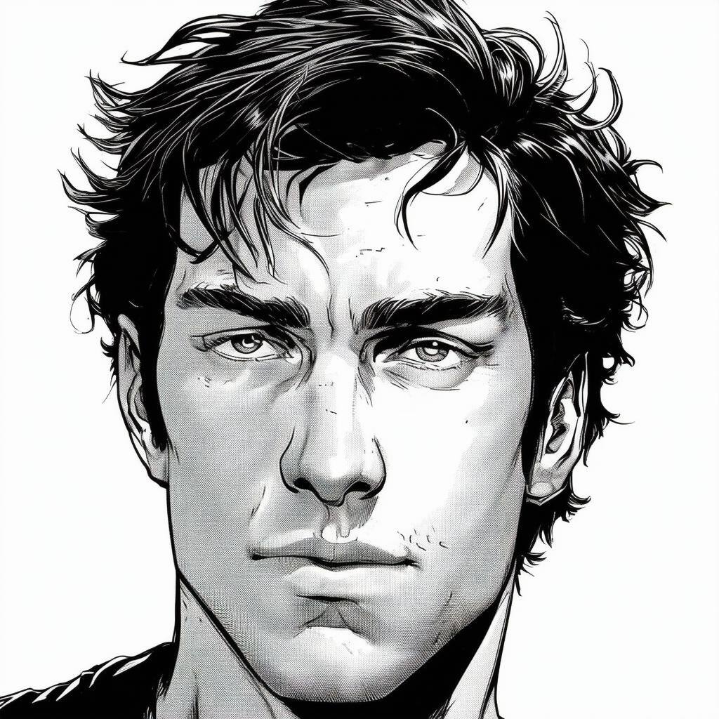 black white portrait Picture of a 30 years old man